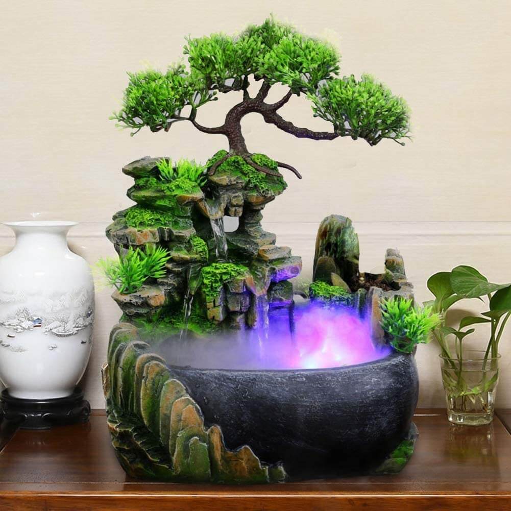 Stylish indoor water fountain tabletop fountain with LED lighting - Zenflow