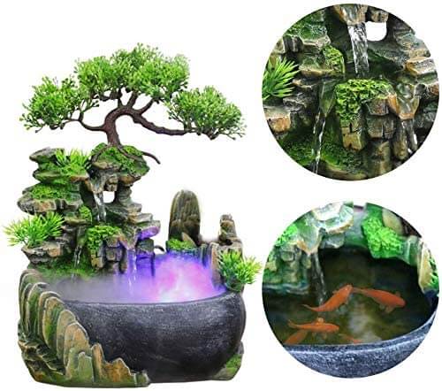 Stylish indoor water fountain tabletop fountain with LED lighting - Zenflow