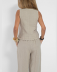 Summer Sleeveless V-Neck Vest and Loose Straight Trousers