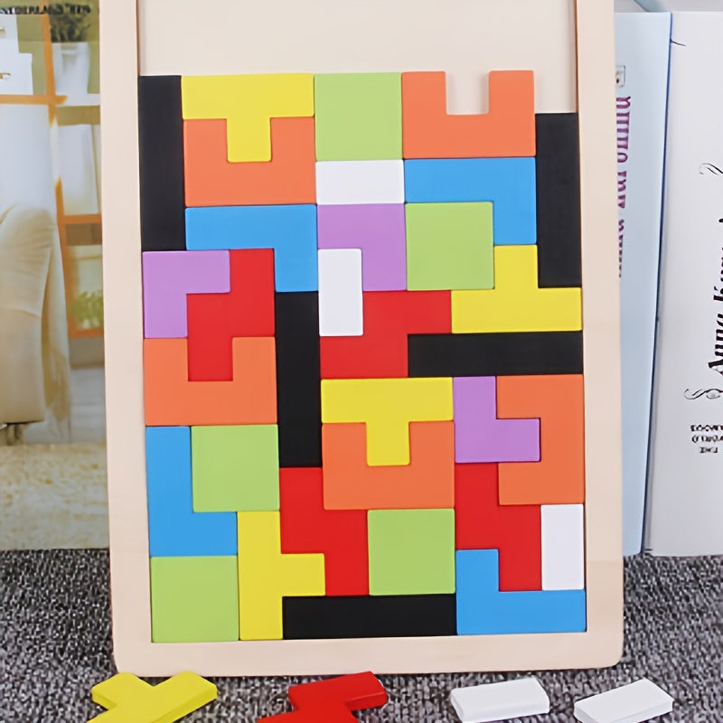 TangramIQ - Wooden 3D Brain Teaser for Children Educational Montessori Toy