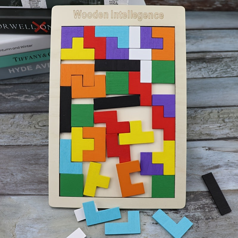TangramIQ - Wooden 3D Brain Teaser for Children Educational Montessori Toy