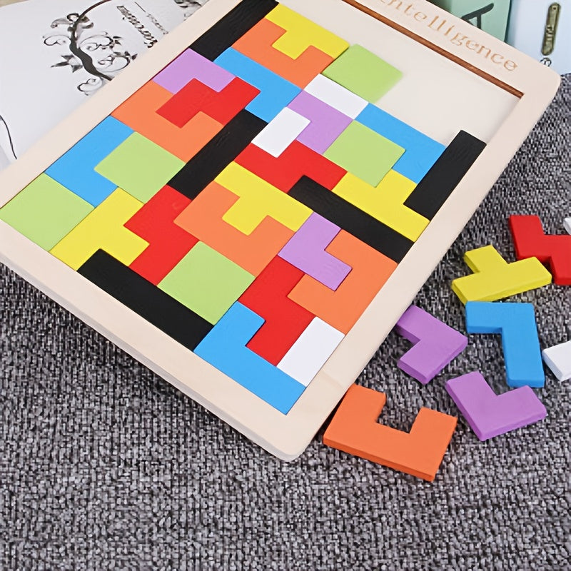 TangramIQ - Wooden 3D Brain Teaser for Children Educational Montessori Toy