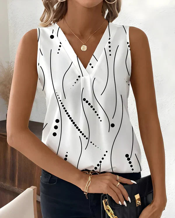 Thea - Sleeveless Blouse with V-Neck