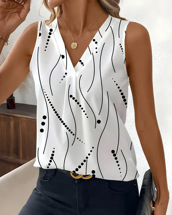 Thea - Sleeveless Blouse with V-Neck
