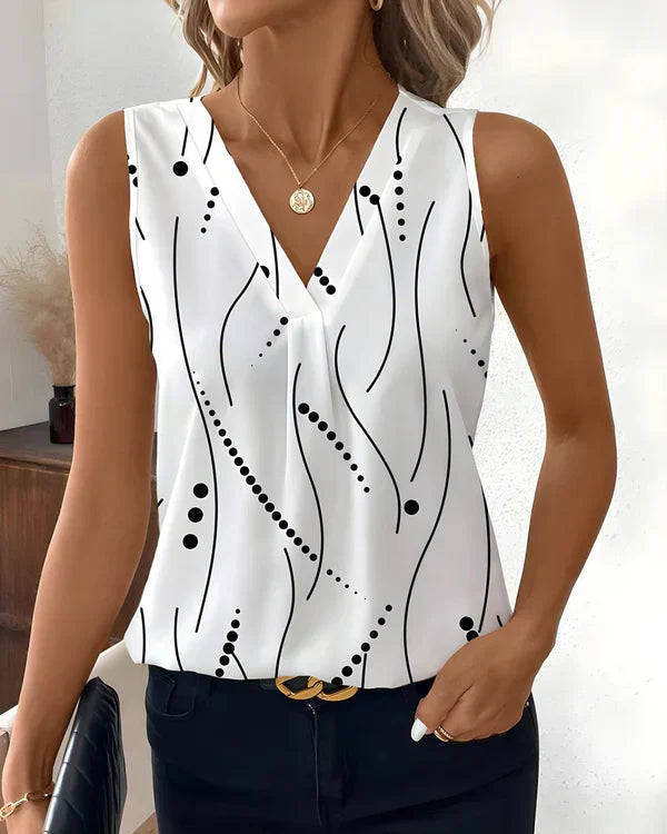 Thea - Sleeveless Blouse with V-Neck