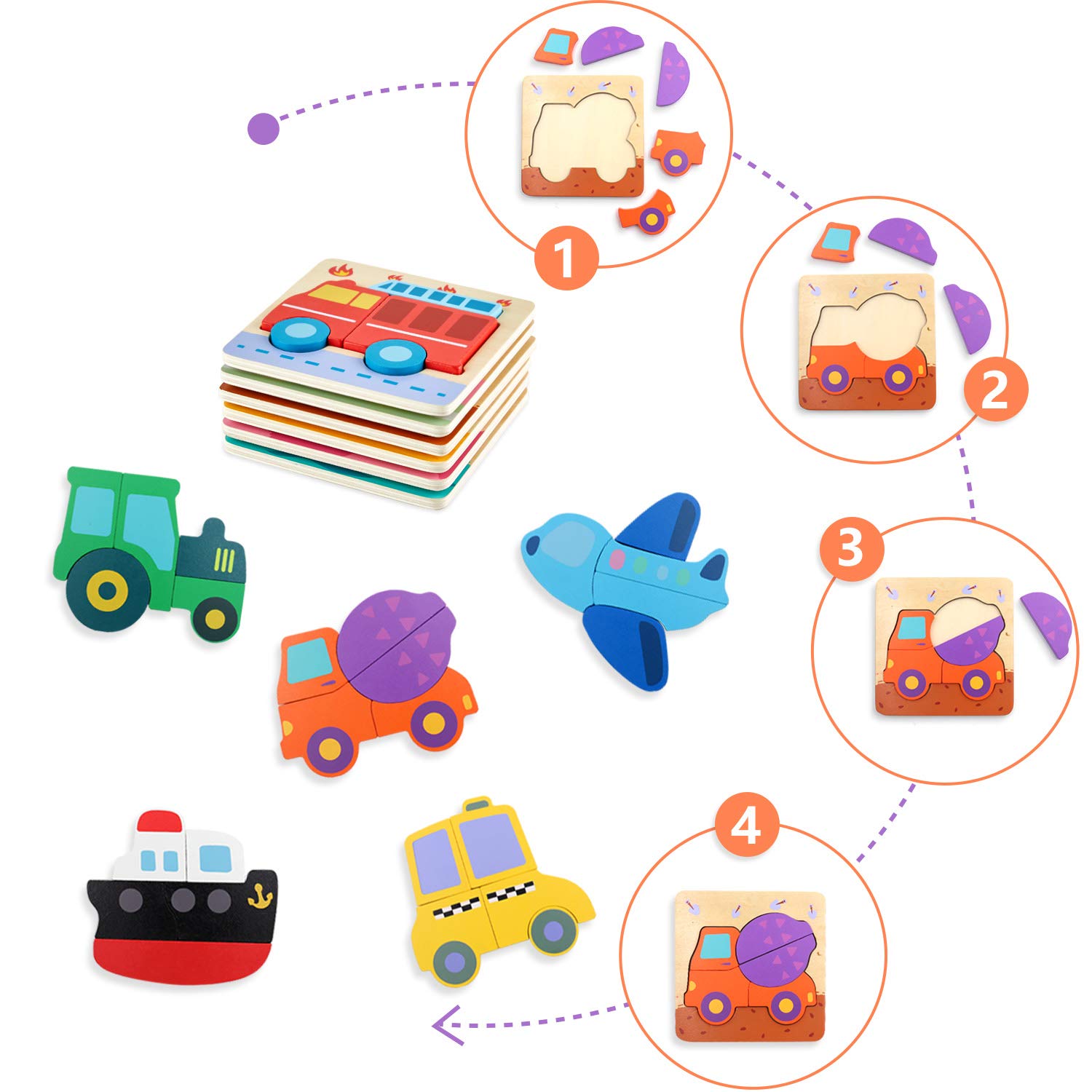 Transport Puzzles - Promotes Recognition and Skills