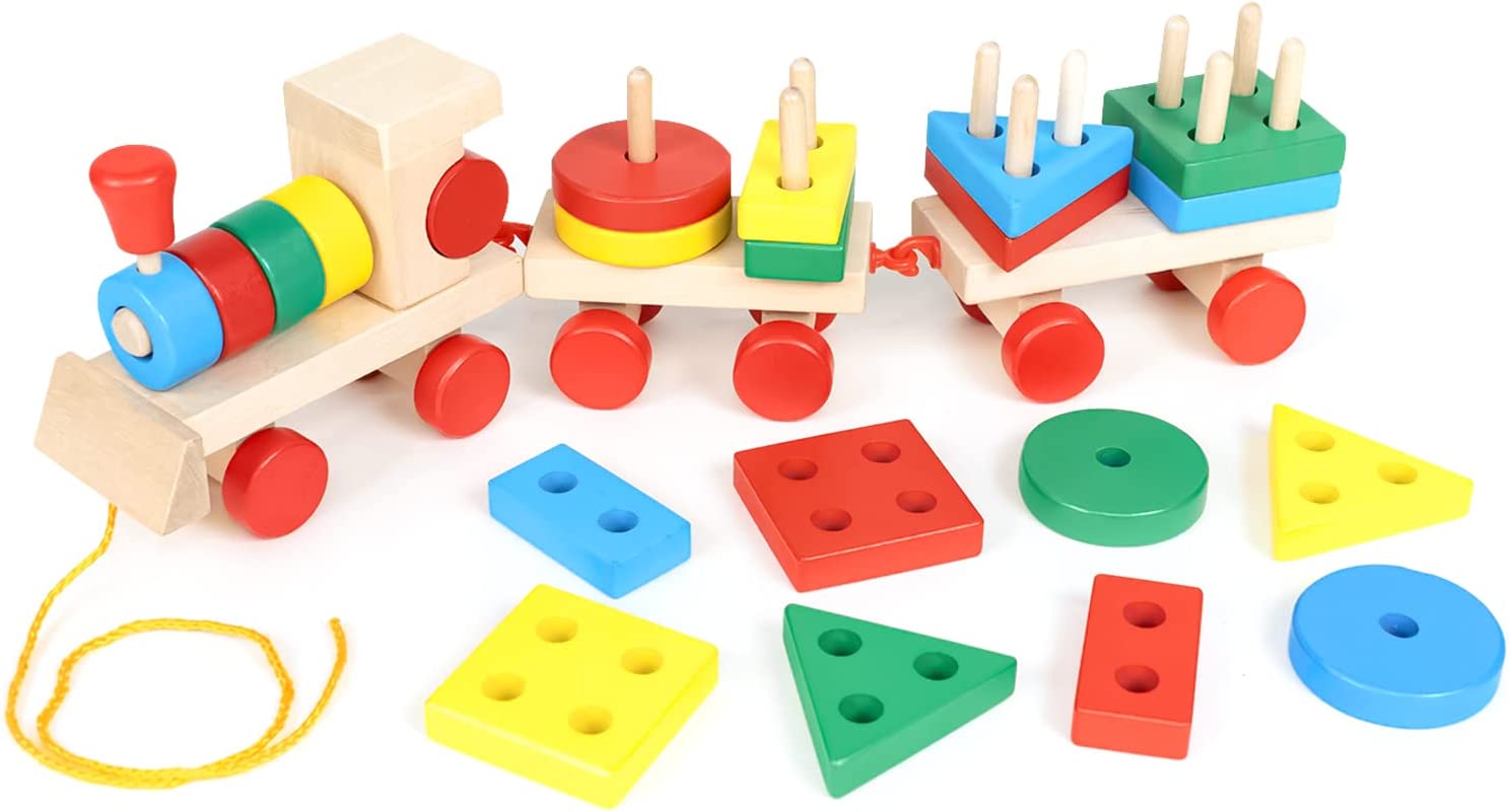 Wooden Building Block Train