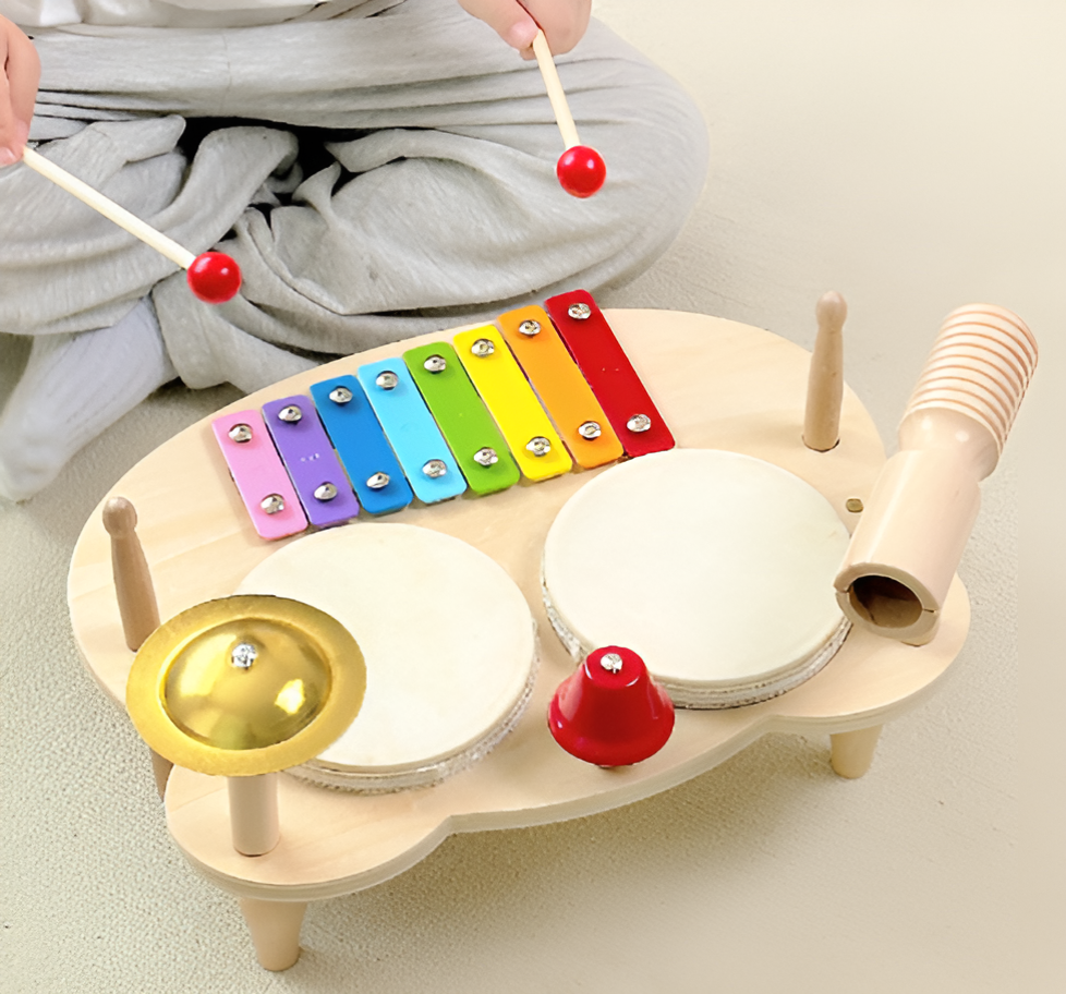Wooden Drum Kit - Musical Play and Creativity
