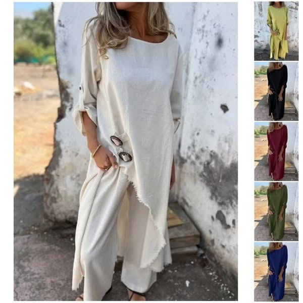 Yeliz – Elegant Cotton and Linen Two-Piece Set