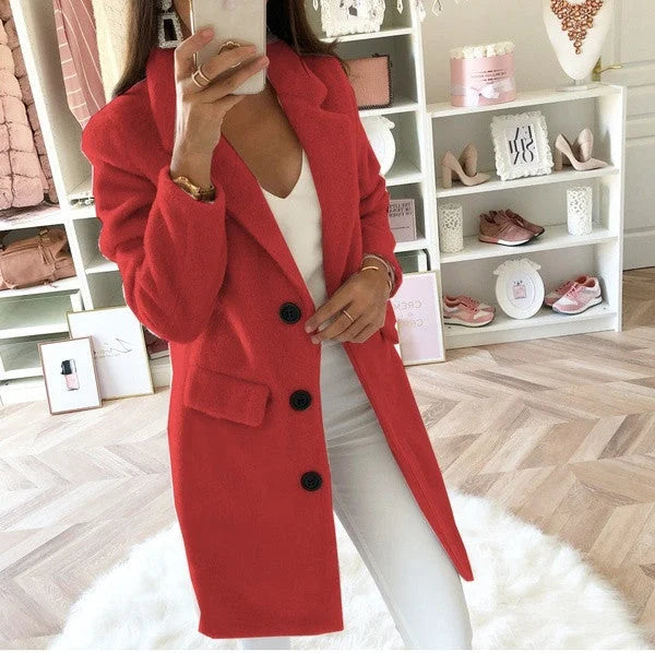 Yulianna – Solid Colour with Collar, Long Coat