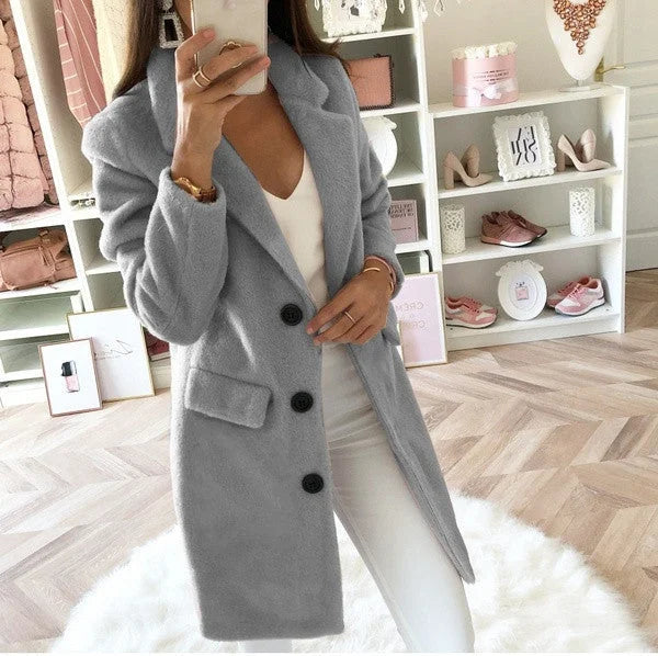 Yulianna – Solid Colour with Collar, Long Coat