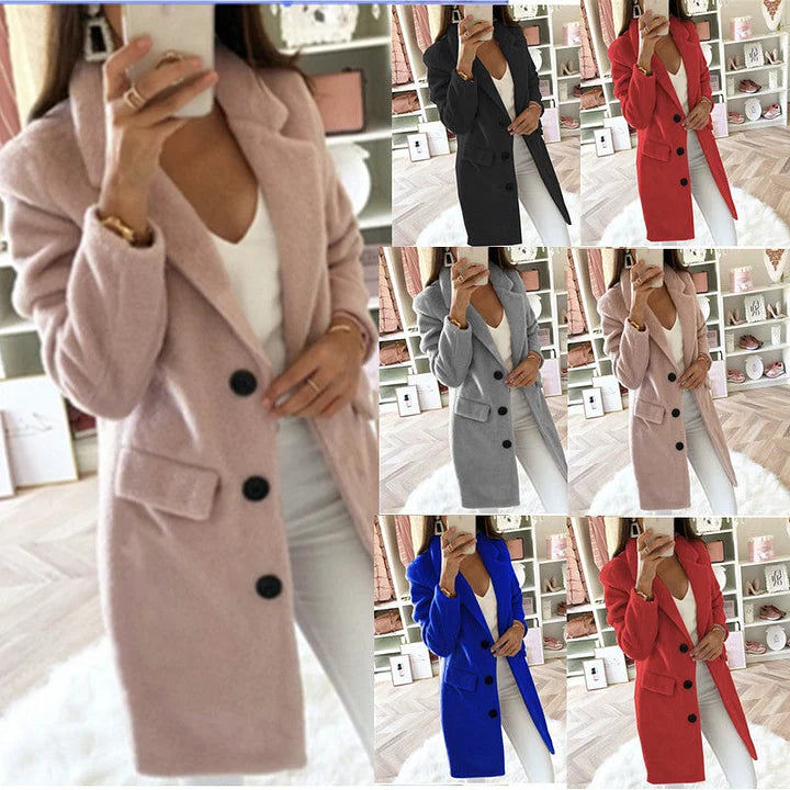 Yulianna – Solid Colour with Collar, Long Coat