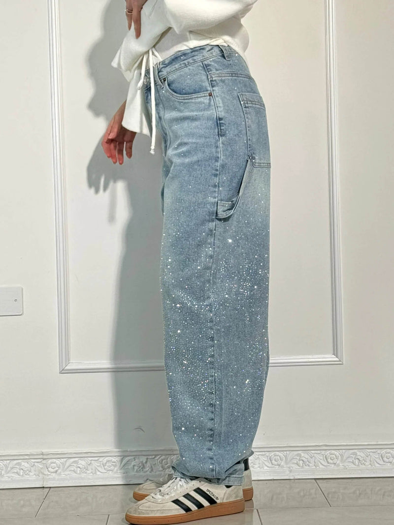 Zella – Sequinned and Tailored Cut Carpenter Jeans