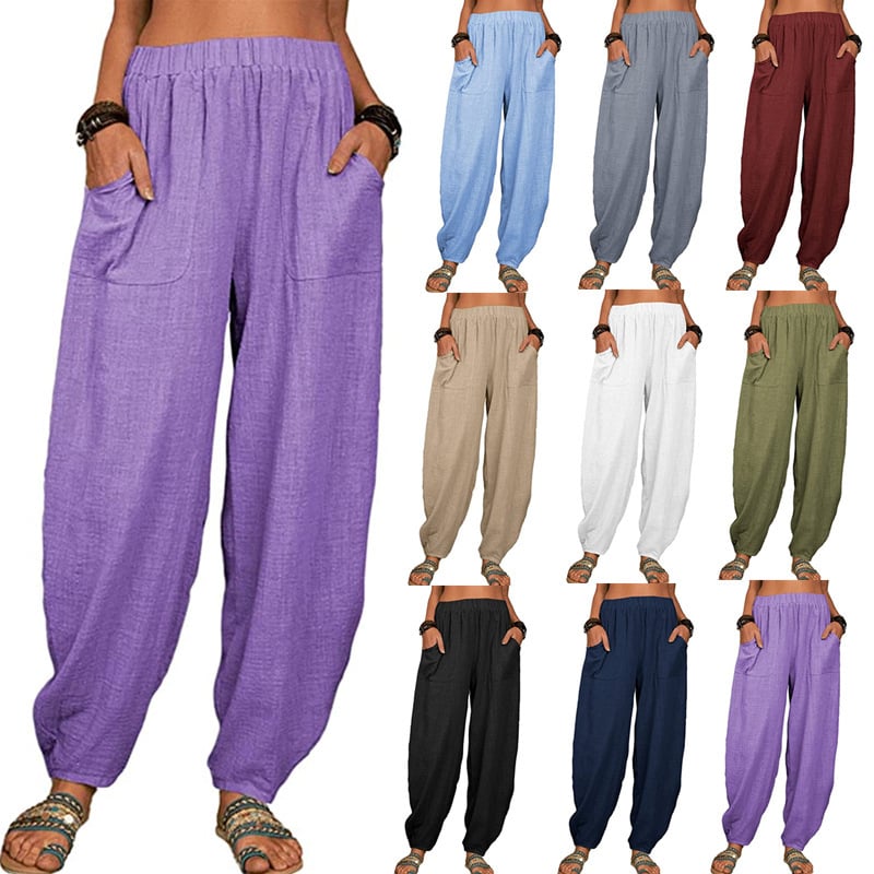 Zinzi - Casual Harem Trousers Made from Cotton and Linen