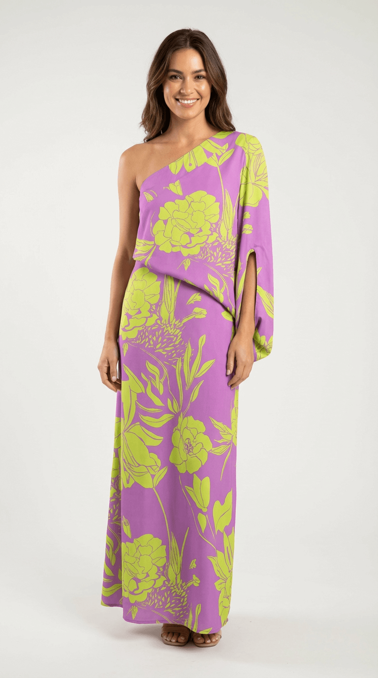 Rosie Printed One-Shoulder Maxi Dress
