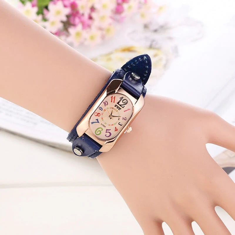 Vintage Leather Quartz Stone Ladies' Watch