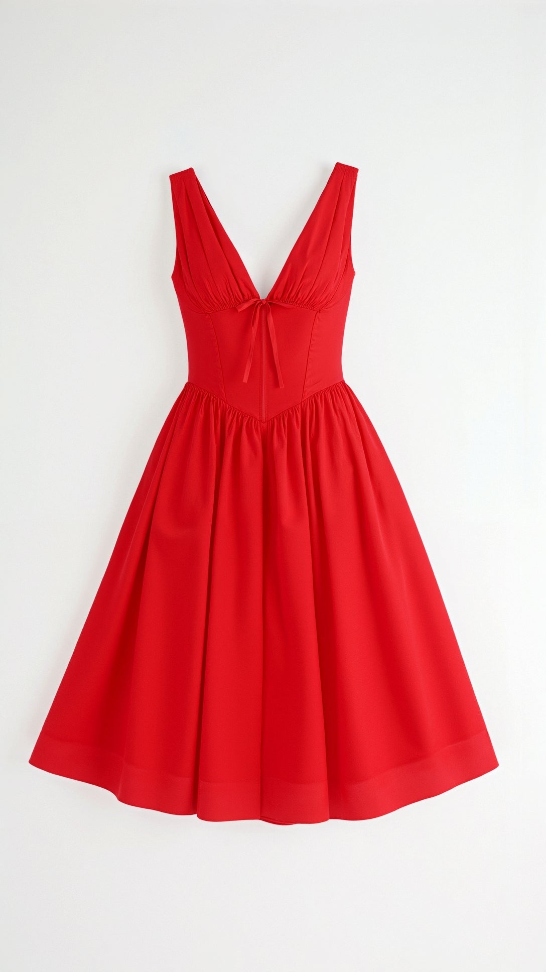 Rachel Plunge Neck Gathered Midi Dress