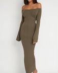 Adaline Kylie Off-Shoulder Ribbed Maxi Dress