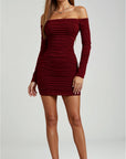 Adalyn Off-Shoulder Ruched Mini Dress