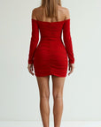Adalyn Off-Shoulder Ruched Mini Dress